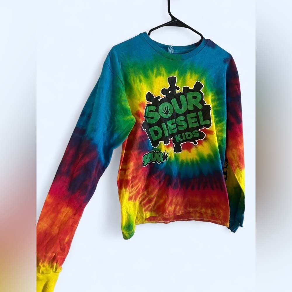 “Sour Diesel Kids” Tie Dye Long Sleeve Graphic Shirt - Picture 1 of 3